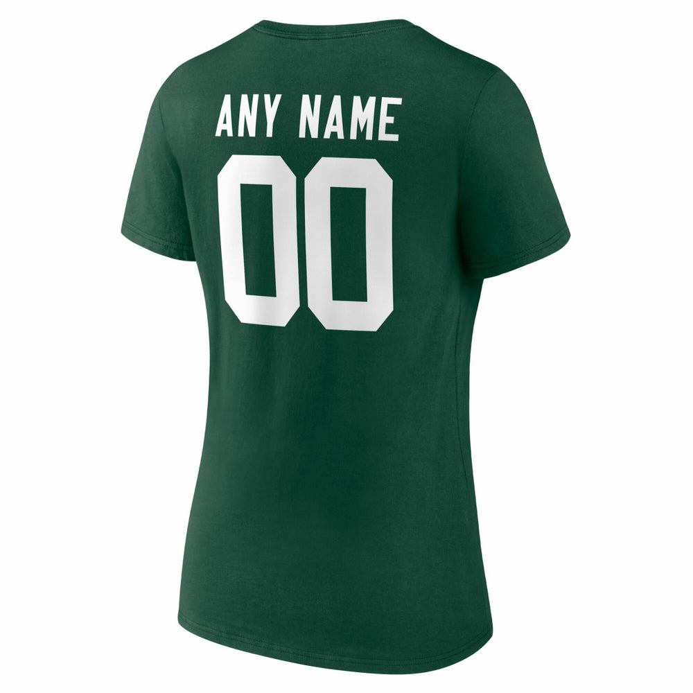 Green Bay Packers Women's Team Authentic Personalized Name & Number V-Neck T-Shirt - Green T-shirts