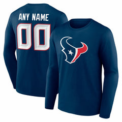 Houston Texans Team Authentic Personalized Name & Number Long Sleeve T-Shirt - Navy T-shirts