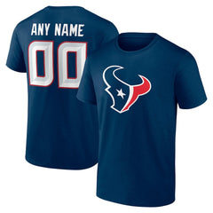 Houston Texans Team Authentic Personalized Name & Number T-Shirt - Navy T-shirts