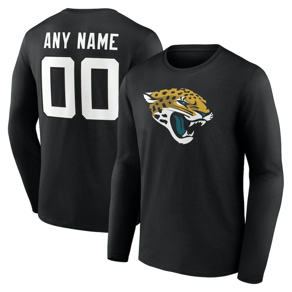 Jacksonville Jaguars Team Authentic Personalized Name & Number Long Sleeve T-Shirt - Black T-shirts