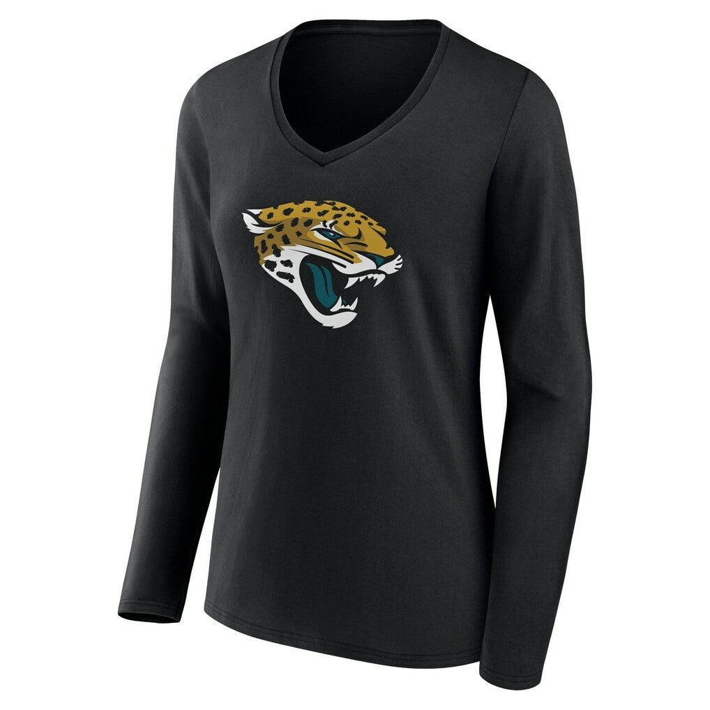 Jacksonville Jaguars Women's Team Authentic Personalized Name & Number Long Sleeve V-Neck T-Shirt - Black T-shirts