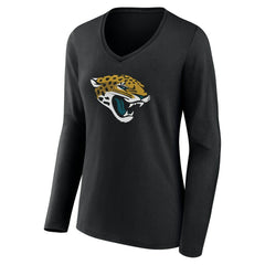 Jacksonville Jaguars Women's Team Authentic Personalized Name & Number Long Sleeve V-Neck T-Shirt - Black T-shirts
