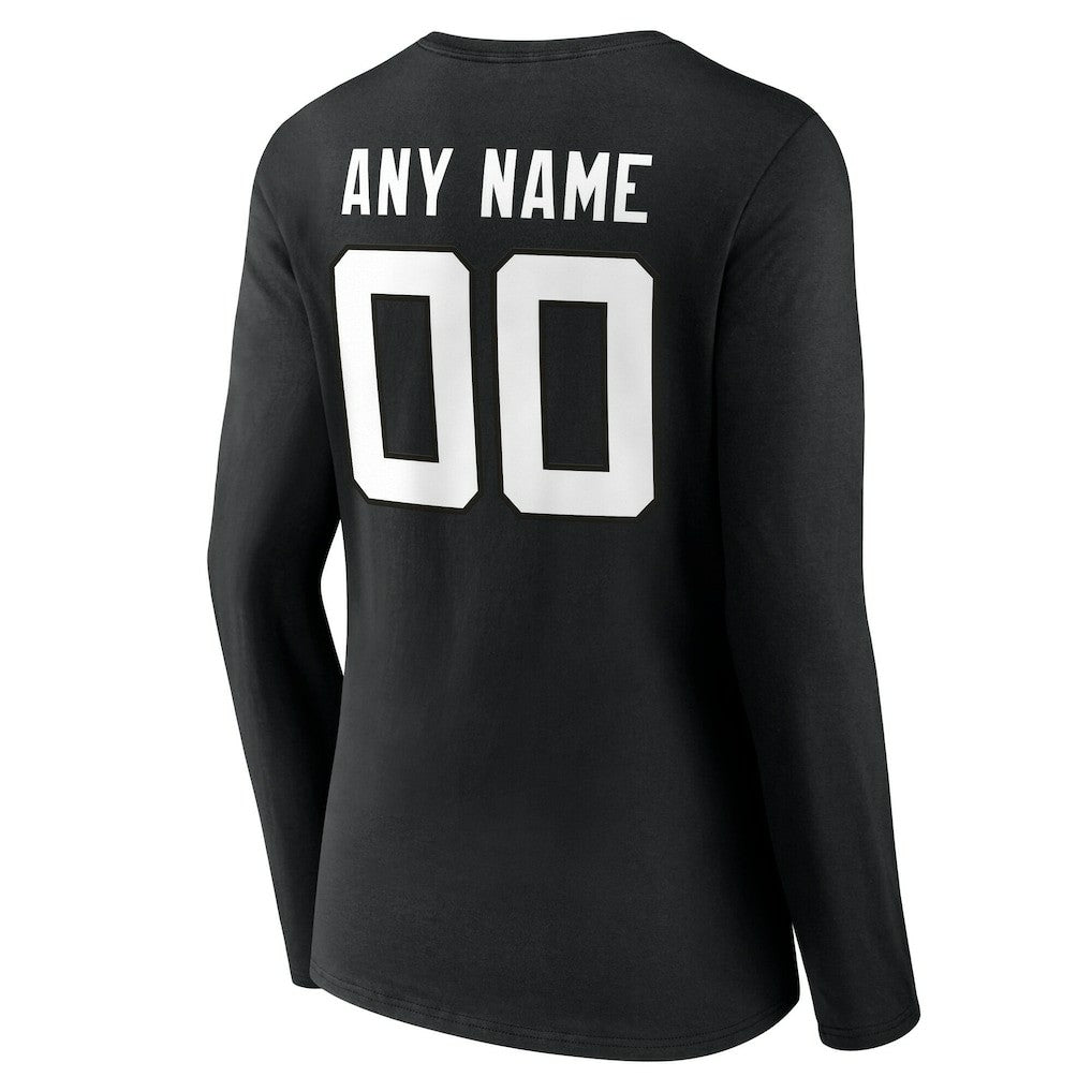 Jacksonville Jaguars Women's Team Authentic Personalized Name & Number Long Sleeve V-Neck T-Shirt - Black T-shirts