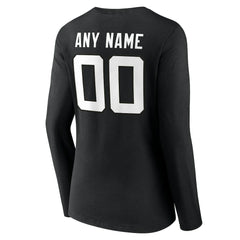 Jacksonville Jaguars Women's Team Authentic Personalized Name & Number Long Sleeve V-Neck T-Shirt - Black T-shirts