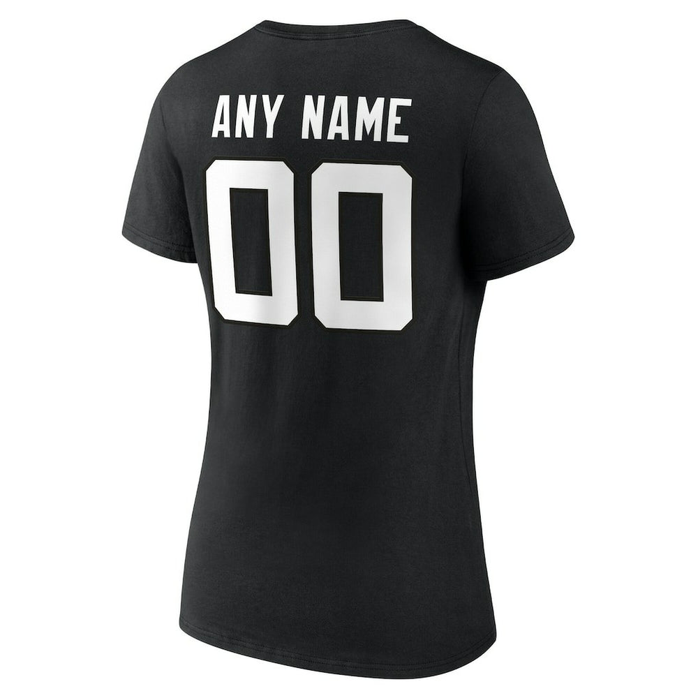 Jacksonville Jaguars Women's Team Authentic Personalized Name & Number V-Neck T-Shirt - Black T-shirts