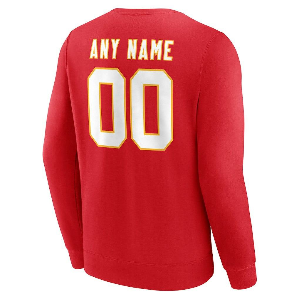 Kansas City Chiefs Team Authentic Personalized Name & Number Sweatshirt - Red Sweatshirts