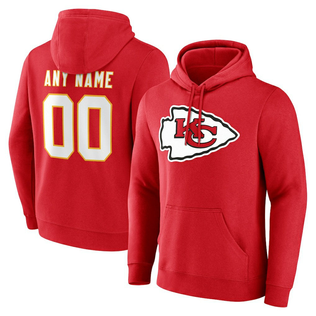 Kansas City Chiefs Team Authentic Personalized Name & Number Hoodie - Red Hoodies