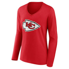 Kansas City Chiefs Women's Team Authentic Personalized Name & Number Long Sleeve V-Neck T-Shirt - Red T-shirts