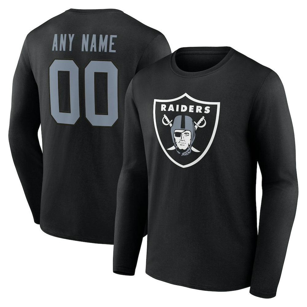 Las Vegas Raiders Team Authentic Personalized Name & Number Long Sleeve T-Shirt - Black T-shirts