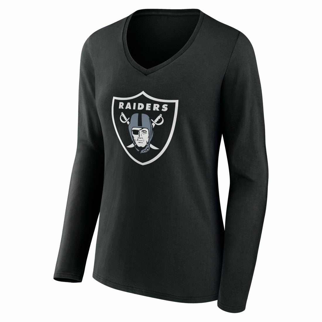 Las Vegas Raiders Women's Team Authentic Personalized Name & Number Long Sleeve V-Neck T-Shirt - Black T-shirts
