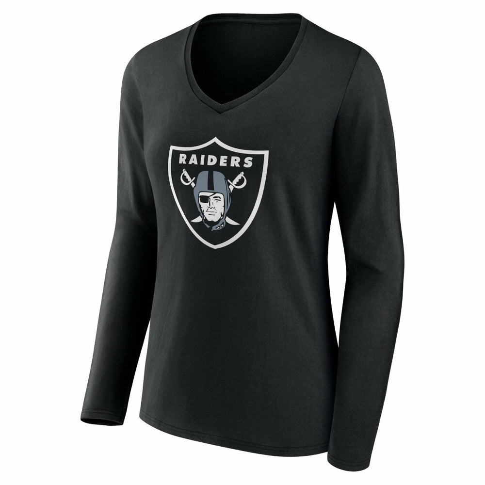 Las Vegas Raiders Women's Team Authentic Personalized Name & Number Long Sleeve V-Neck T-Shirt - Black T-shirts