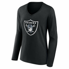 Las Vegas Raiders Women's Team Authentic Personalized Name & Number Long Sleeve V-Neck T-Shirt - Black T-shirts