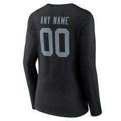 Las Vegas Raiders Women's Team Authentic Personalized Name & Number Long Sleeve V-Neck T-Shirt - Black T-shirts