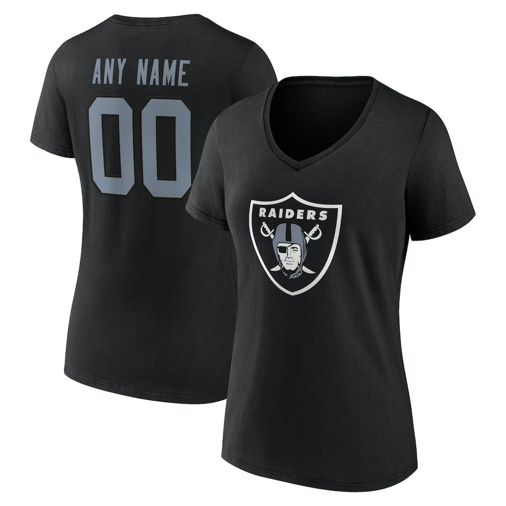 Las Vegas Raiders Women's Team Authentic Personalized Name & Number V-Neck T-Shirt - Black T-shirts