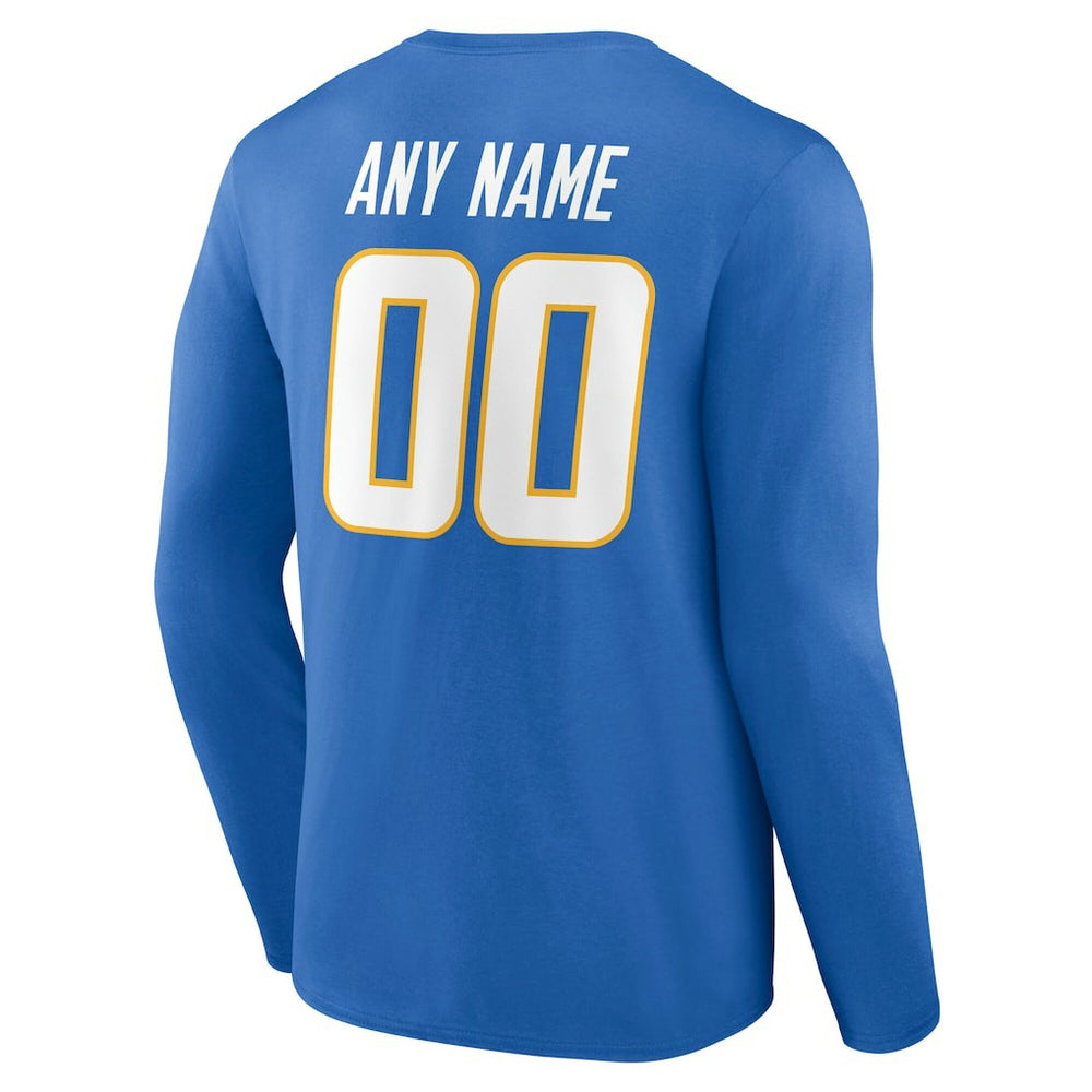 Los Angeles Chargers Team Authentic Personalized Name & Number Long Sleeve T-Shirt - Powder Blue T-shirts