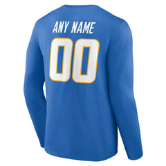 Los Angeles Chargers Team Authentic Personalized Name & Number Long Sleeve T-Shirt - Powder Blue T-shirts