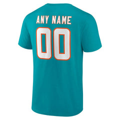 Miami Dolphins Team Authentic Personalized Name & Number T-Shirt - Aqua T-shirts