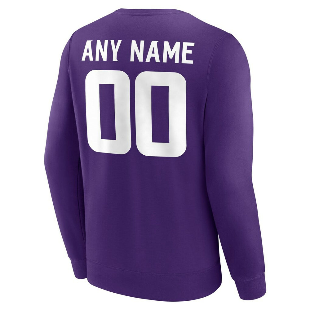 Minnesota Vikings Team Authentic Personalized Name & Number Sweatshirt - Purple Sweatshirts