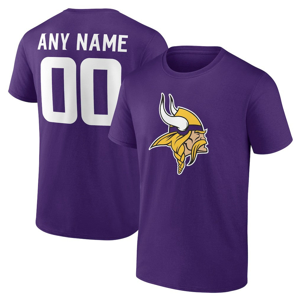 Minnesota Vikings Team Authentic Personalized Name & Number T-Shirt - Purple T-shirts