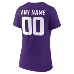 Minnesota Vikings Women's Team Authentic Personalized Name & Number V-Neck T-Shirt - Purple T-shirts