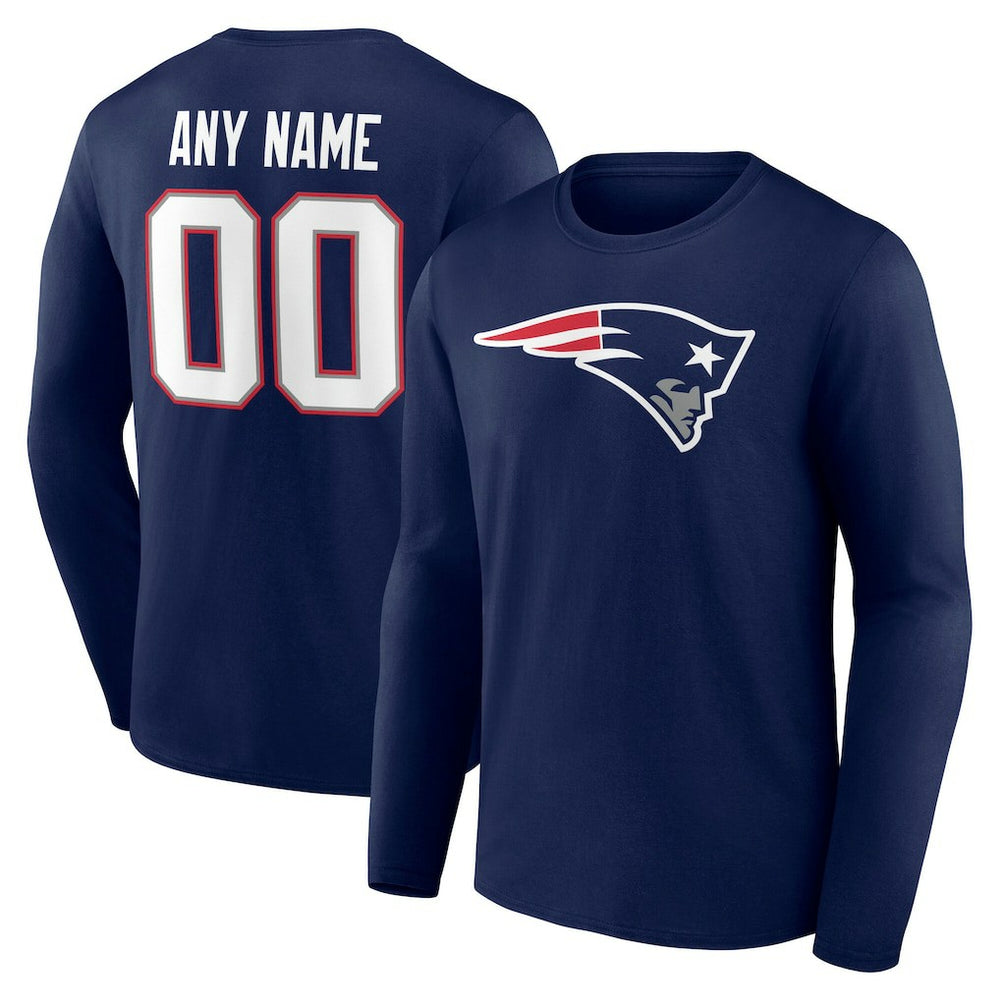 New England Patriots Team Authentic Personalized Name & Number Long Sleeve T-Shirt - Navy T-shirts