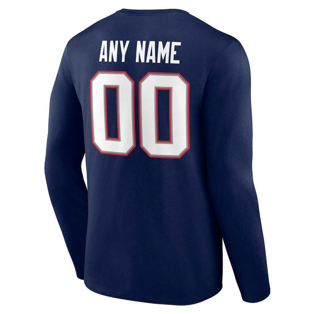 New England Patriots Team Authentic Personalized Name & Number Long Sleeve T-Shirt - Navy T-shirts