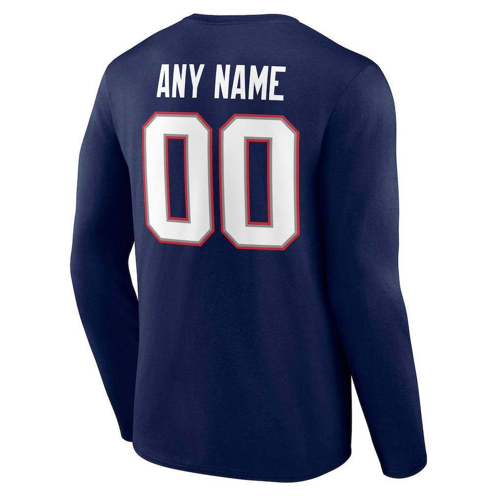 New England Patriots Team Authentic Personalized Name & Number Long Sleeve T-Shirt - Navy T-shirts