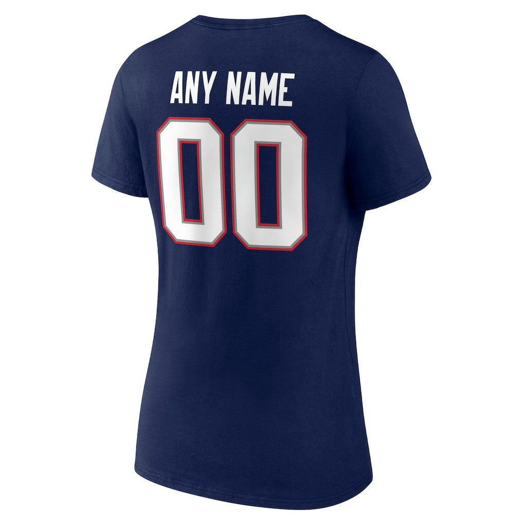 New England Patriots Women's Team Authentic Personalized Name & Number V-Neck T-Shirt - Navy T-shirts