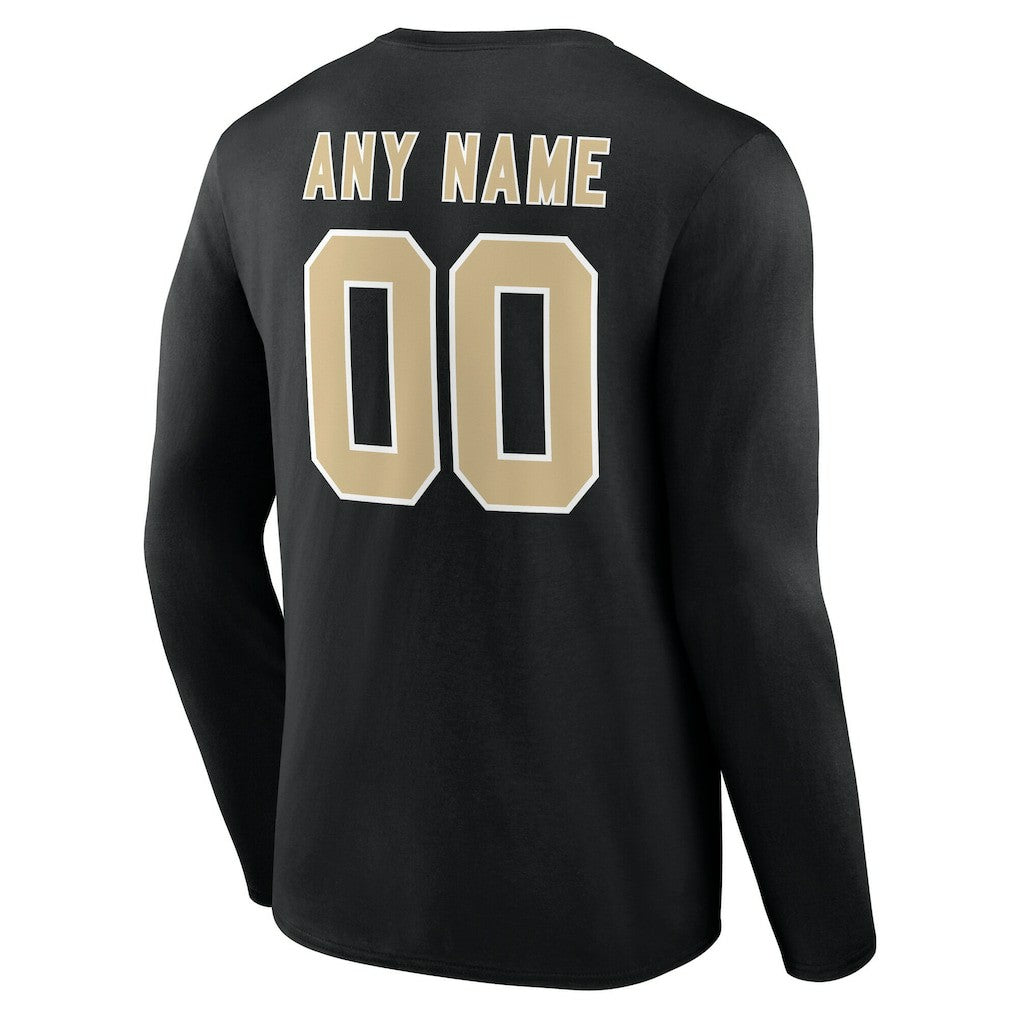 New Orleans Saints Team Authentic Personalized Name & Number Long Sleeve T-Shirt - Black T-shirts