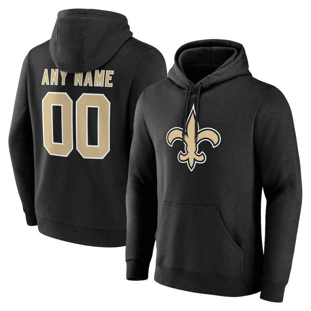 New Orleans Saints Team Authentic Personalized Name & Number Hoodie - Black Hoodies