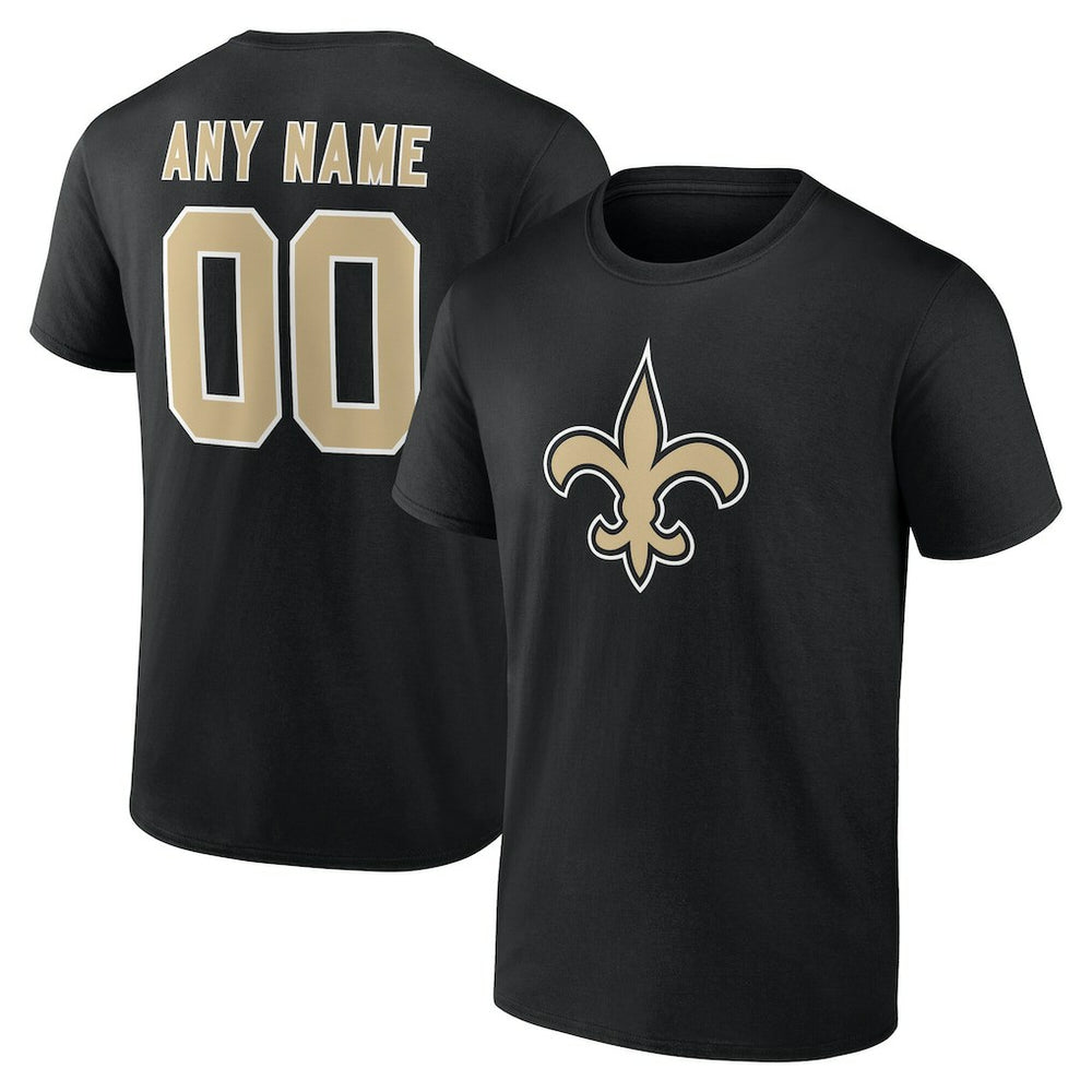 New Orleans Saints Team Authentic Personalized Name & Number T-Shirt - Black T-shirts