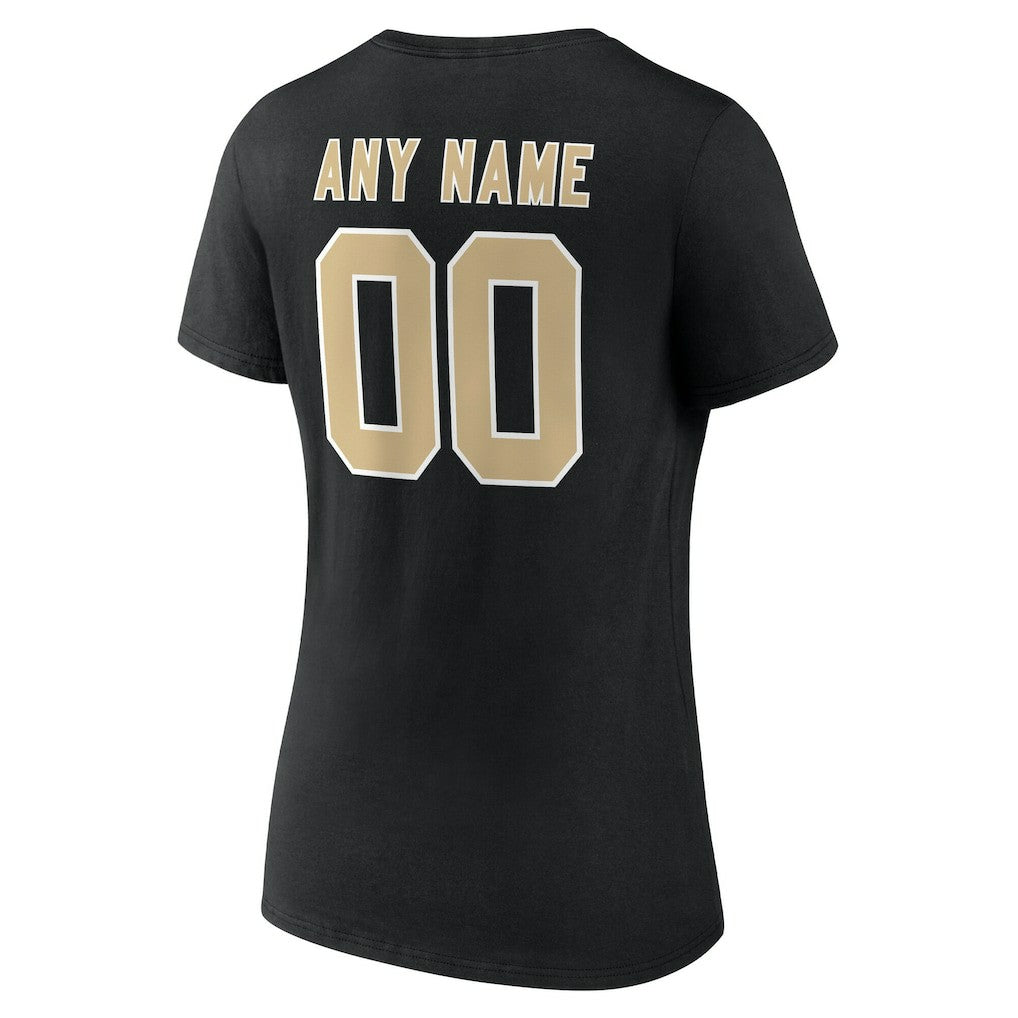 New Orleans Saints Women's Team Authentic Personalized Name & Number V-Neck T-Shirt - Black T-shirts