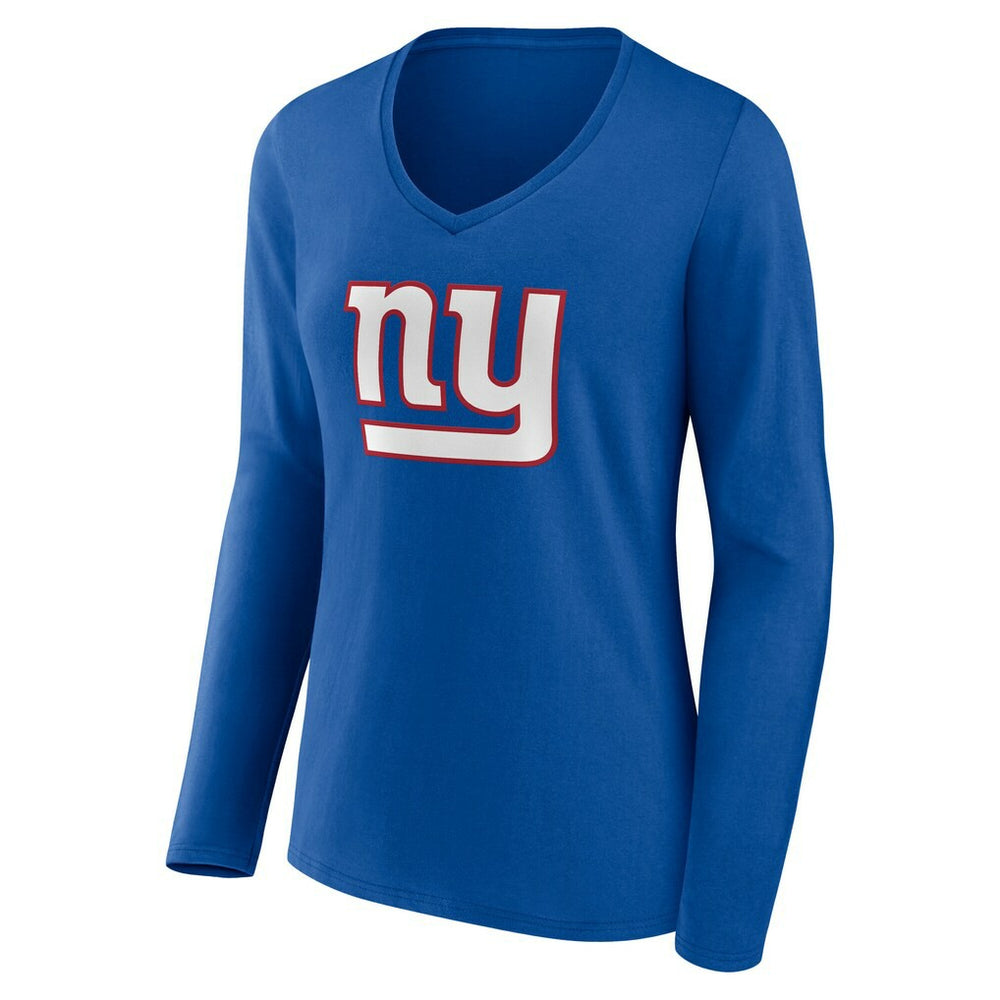 New York Giants Women's Team Authentic Personalized Name & Number Long Sleeve V-Neck T-Shirt - Royal T-shirts