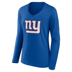 New York Giants Women's Team Authentic Personalized Name & Number Long Sleeve V-Neck T-Shirt - Royal T-shirts