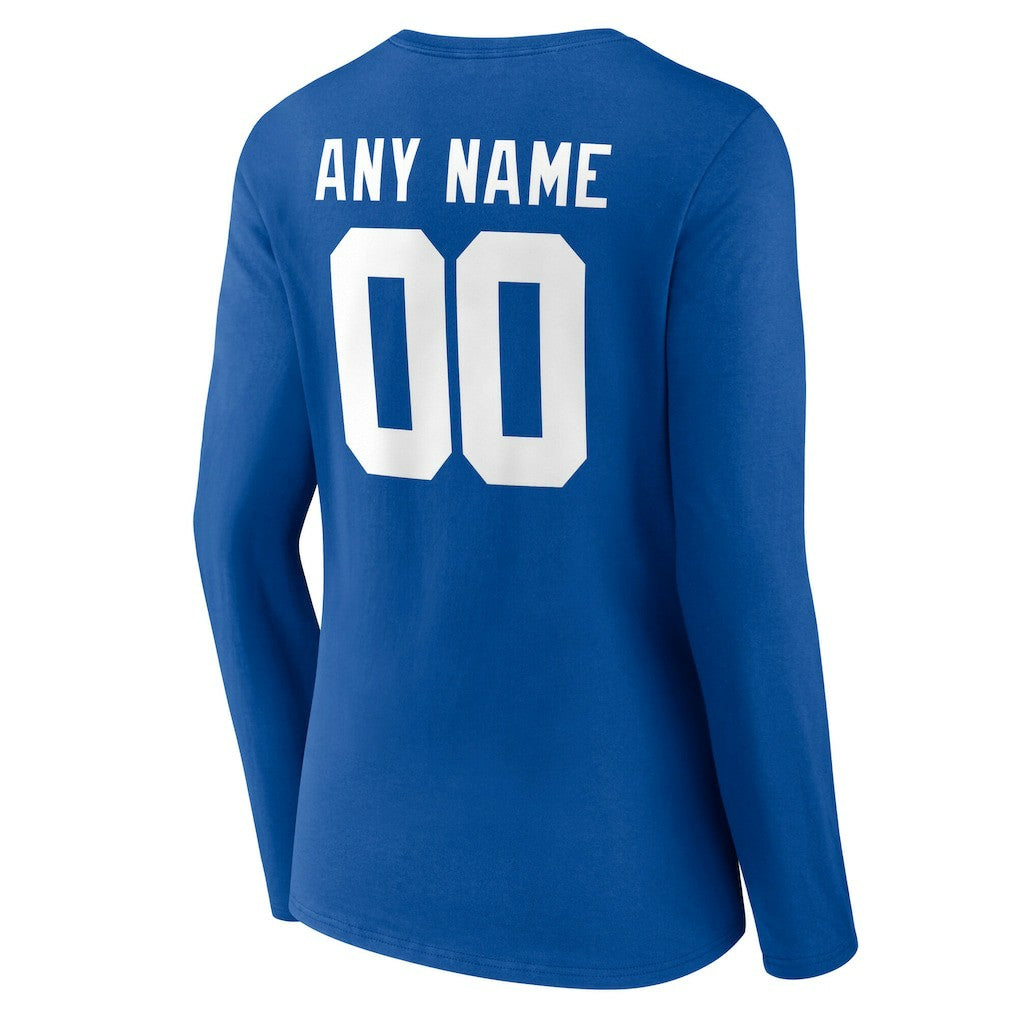 New York Giants Women's Team Authentic Personalized Name & Number Long Sleeve V-Neck T-Shirt - Royal T-shirts
