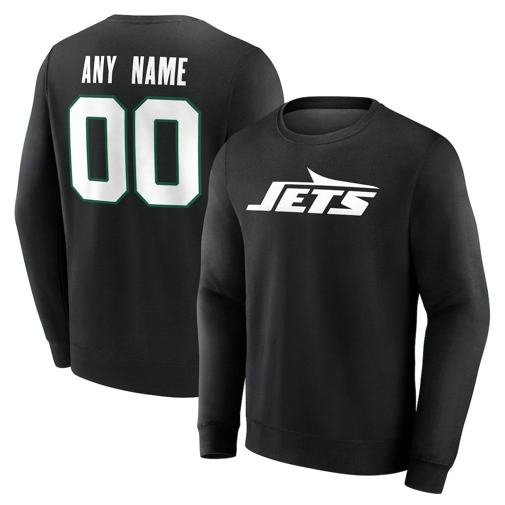 New York Jets Team Authentic Personalized Name & Number Sweatshirt - Black Sweatshirts