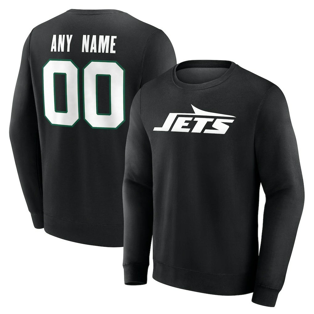 New York Jets Team Authentic Personalized Name & Number Sweatshirt - Black Sweatshirts