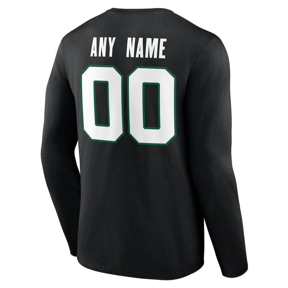 New York Jets Team Authentic Personalized Name & Number Long Sleeve T-Shirt - Black T-shirts