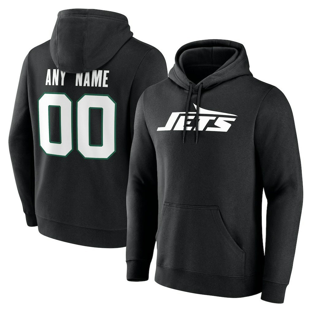 New York Jets Team Authentic Personalized Name & Number Hoodie - Black Hoodies