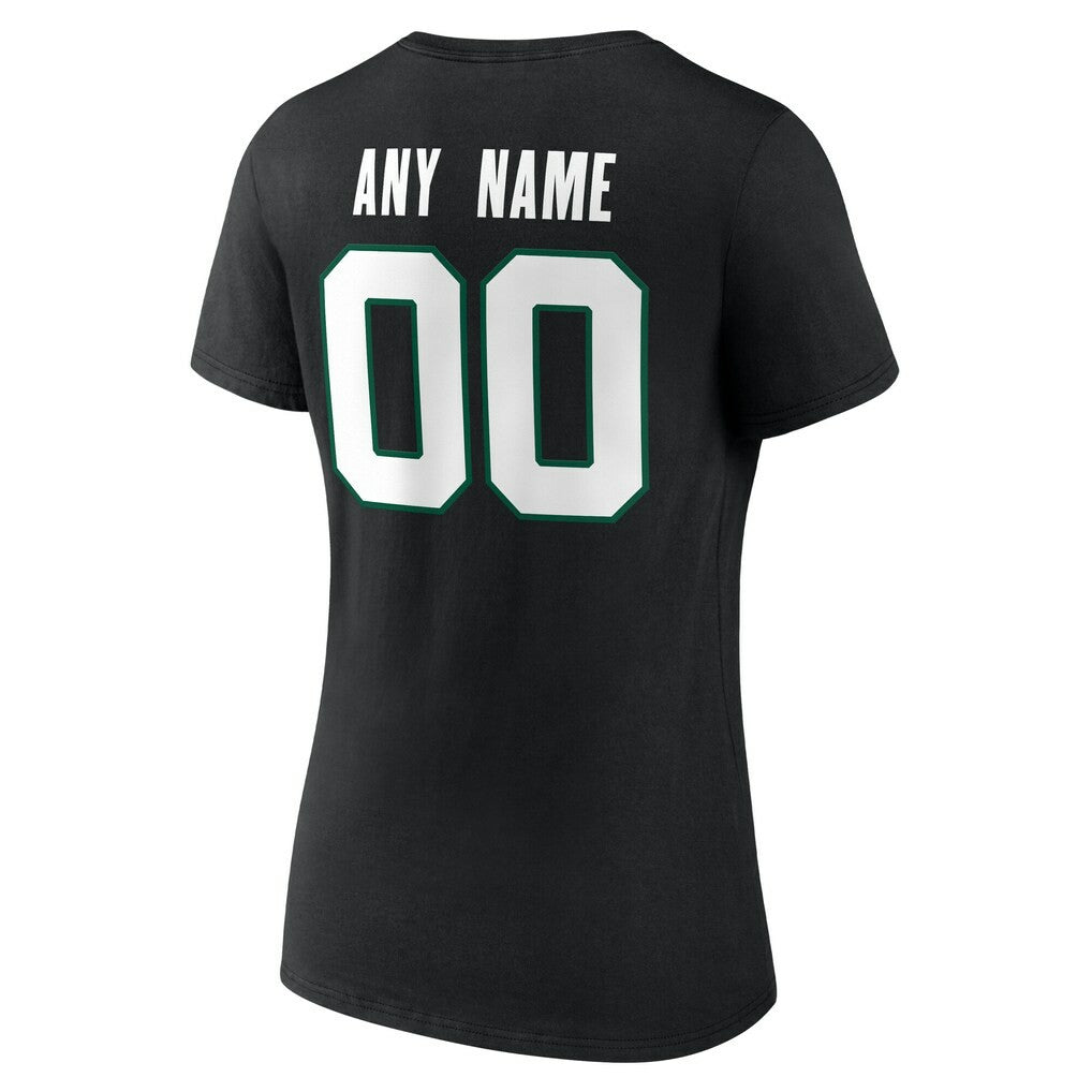New York Jets Women's Team Authentic Personalized Name & Number V-Neck T-Shirt - Black T-shirts