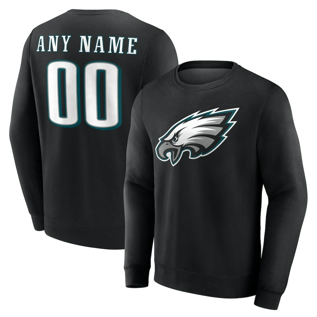 Philadelphia Eagles Team Authentic Personalized Name & Number Sweatshirt - Black Sweatshirts