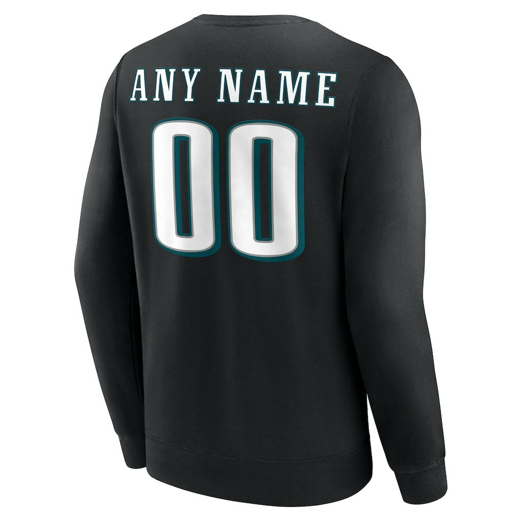 Philadelphia Eagles Team Authentic Personalized Name & Number Sweatshirt - Black Sweatshirts