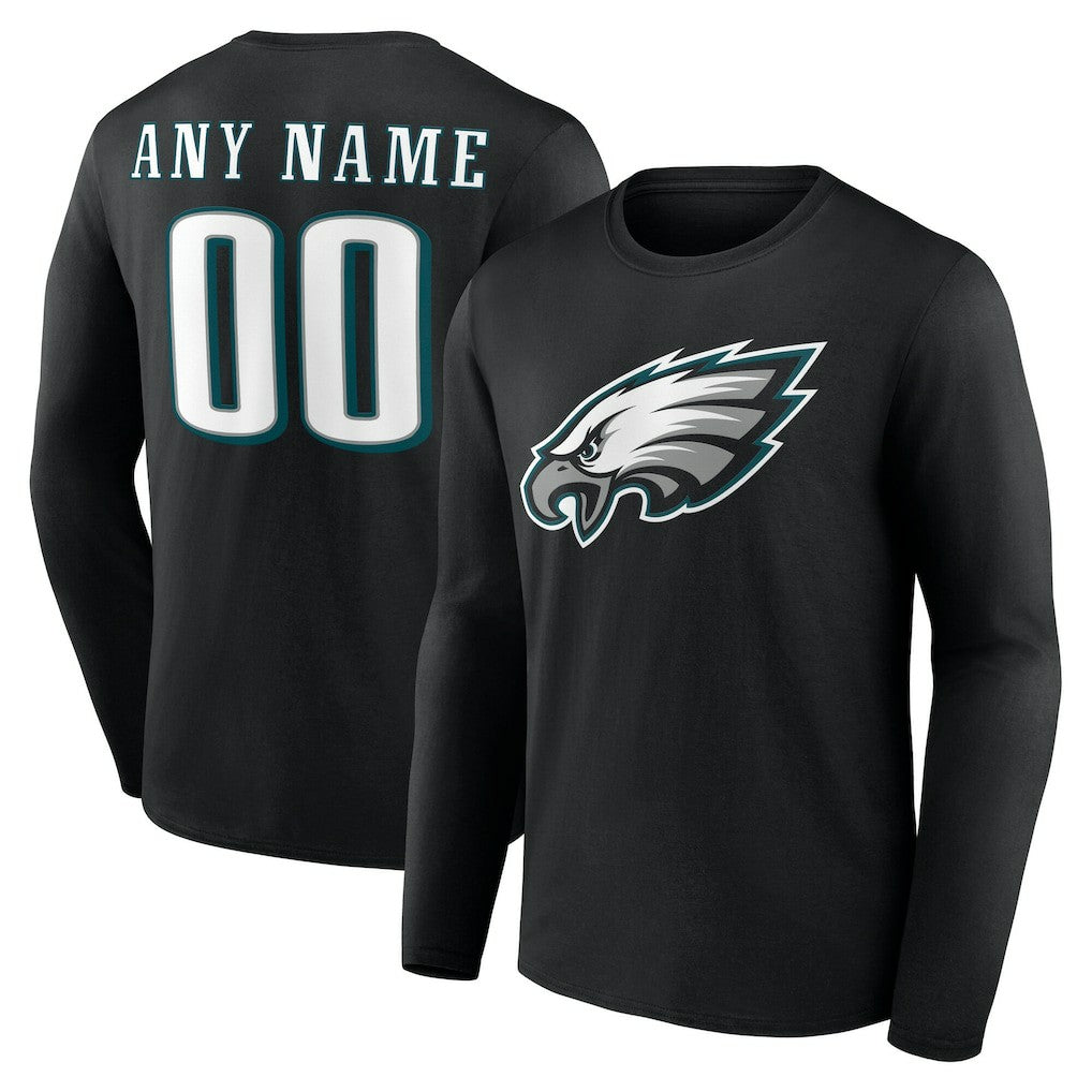 Philadelphia Eagles Team Authentic Personalized Name & Number Long Sleeve T-Shirt - Black T-shirts