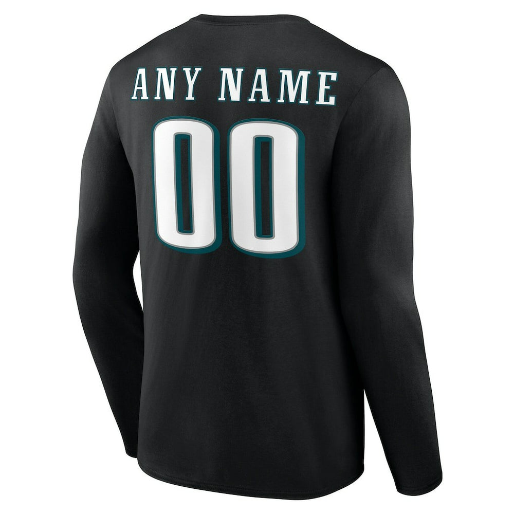 Philadelphia Eagles Team Authentic Personalized Name & Number Long Sleeve T-Shirt - Black T-shirts