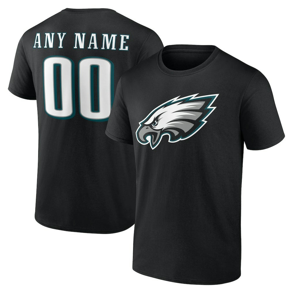 Philadelphia Eagles Team Authentic Personalized Name & Number T-Shirt - Black T-shirts