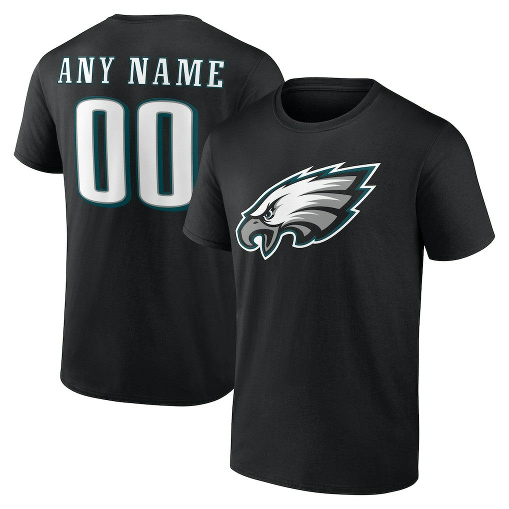 Philadelphia Eagles Team Authentic Personalized Name & Number T-Shirt - Black T-shirts