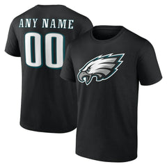Philadelphia Eagles Team Authentic Personalized Name & Number T-Shirt - Black T-shirts