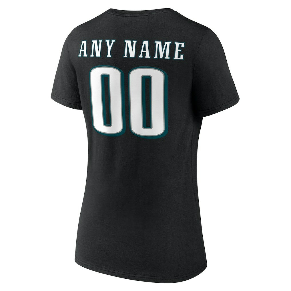 Philadelphia Eagles Women's Team Authentic Personalized Name & Number V-Neck T-Shirt - Black T-shirts