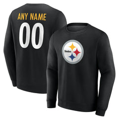 Pittsburgh Steelers Team Authentic Personalized Name & Number Sweatshirt - Black Sweatshirts