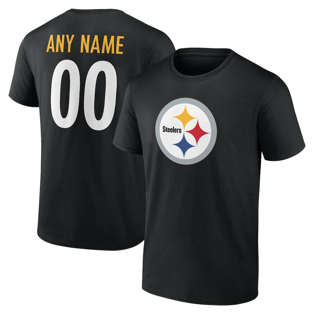 Pittsburgh Steelers Team Authentic Personalized Name & Number T-Shirt - Black T-shirts